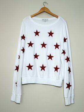 Wildfox Red Glitter Star Jumper Sweatshirt